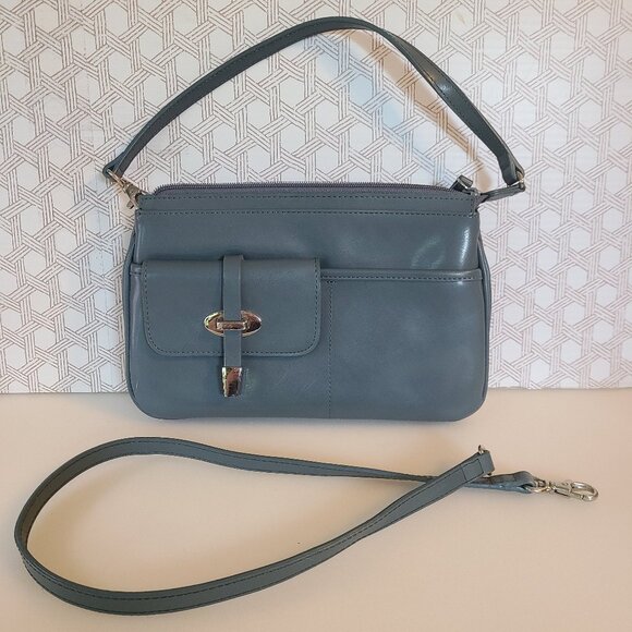 Vintage Nine West Sage Blue Crossbody Bag with Straps - Picture 1 of 12